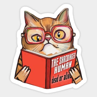 Geek cat with book Sticker
